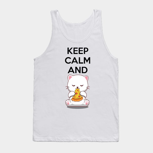 Keep Calm And Eat Pizza Tank Top by Luna Illustration